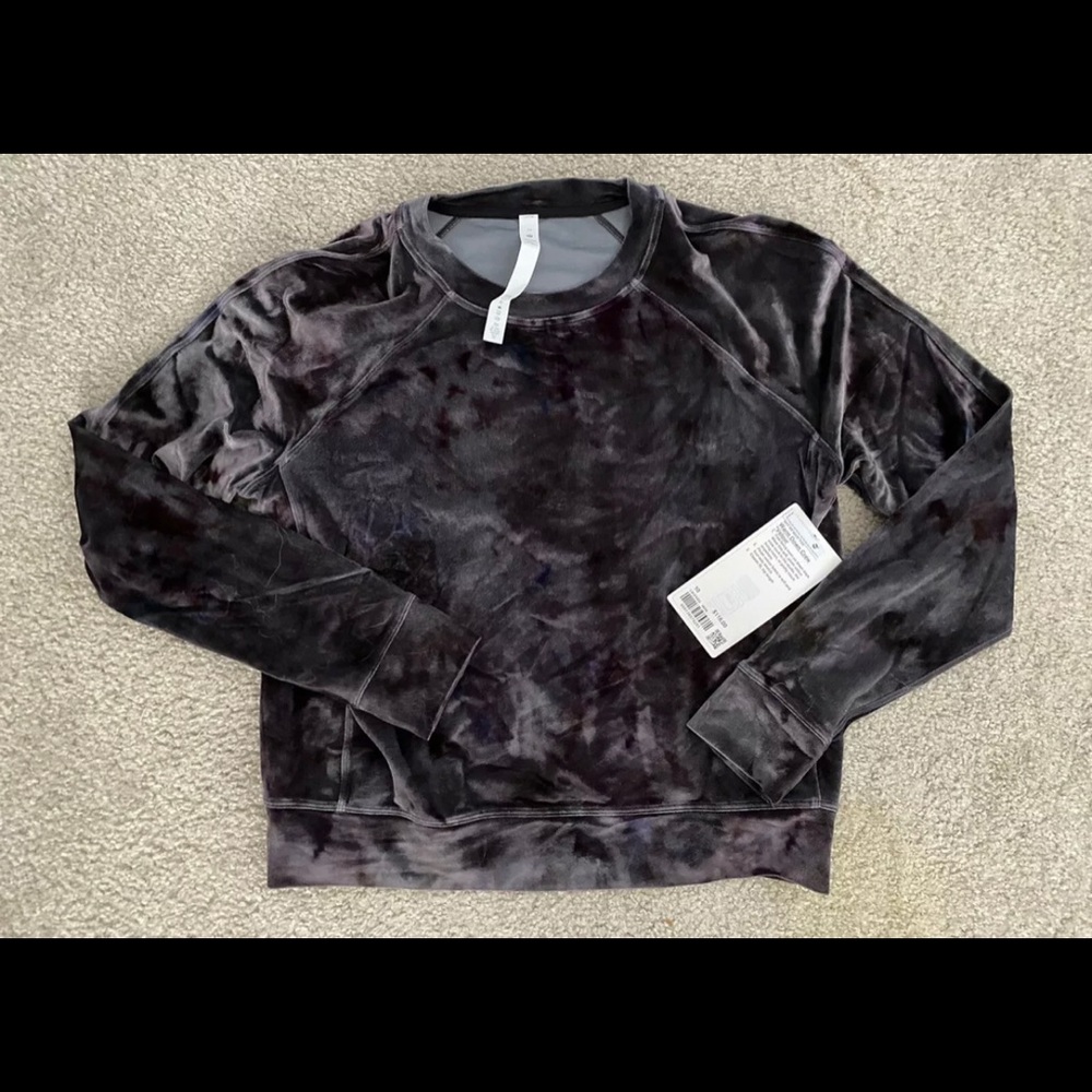 Women's Lululemon Dark Purple/multi-colored Velour Warm Down Crew- Size 12